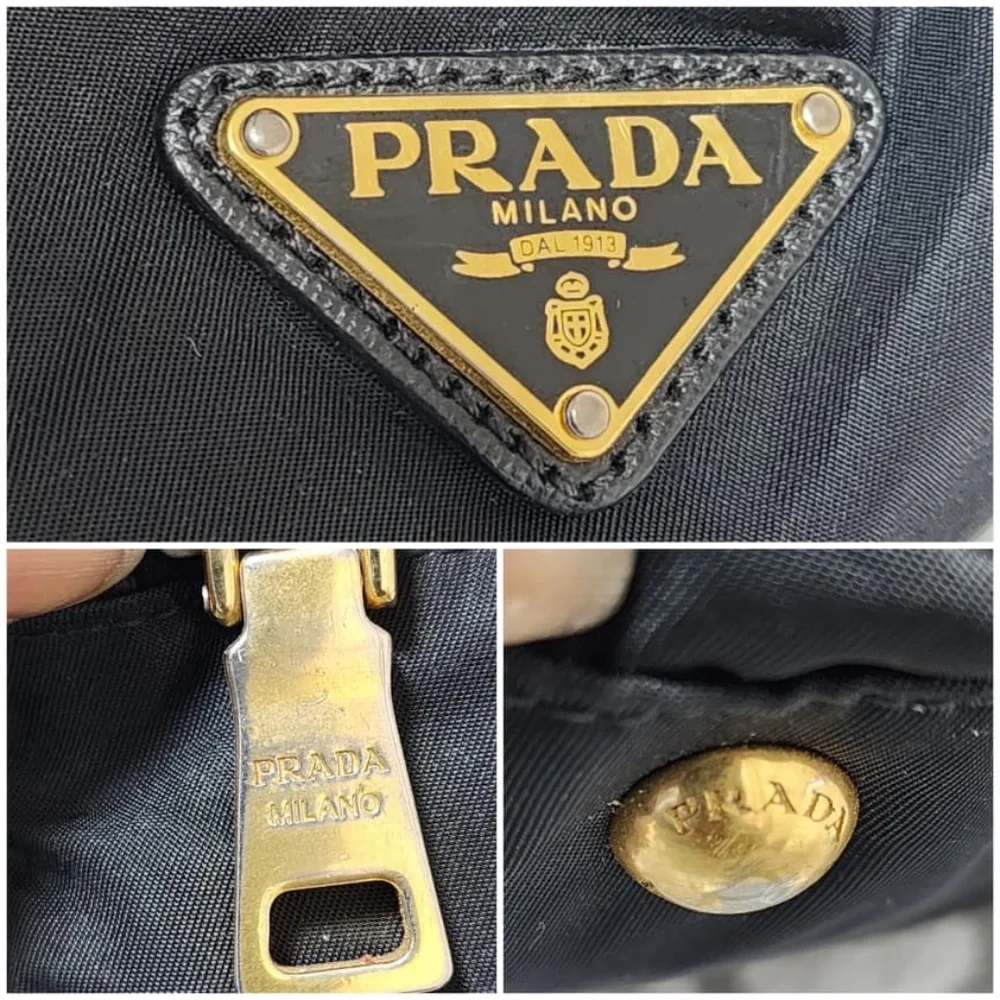 Authentic PRADA Tessuto Two-Way Boston Bag Black